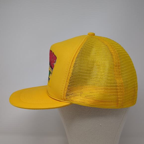 Crime Doesn't Pay Neither Does My Job! Trucker Hat Yellow One Size Adjustable - Picture 3 of 9